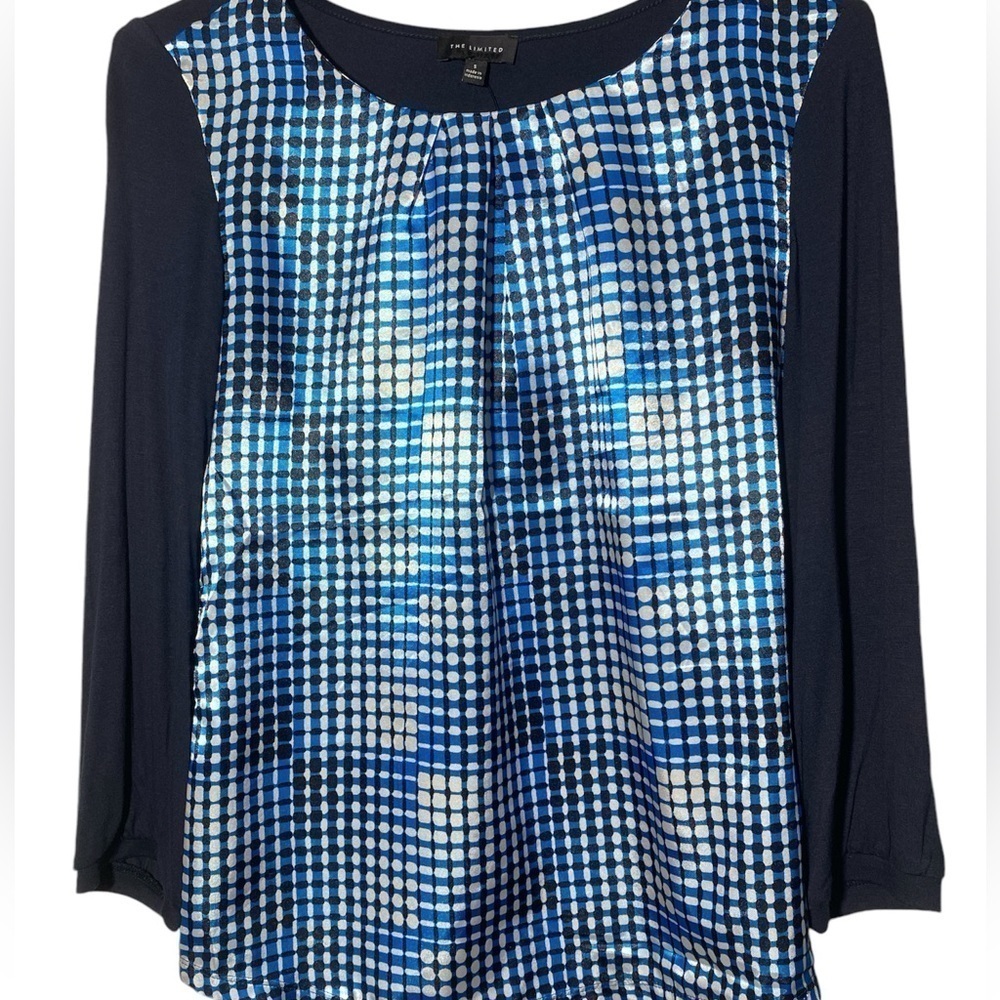 The Limited Checkered Blouse Womens S Long Sleeve Career Business Casual Top NWT